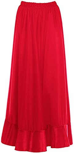 JORXG Falda Flamenco Mujer Español, Falda Ensayo Flamenco Largo Negro Rojo Volante Simple Volante Doble para Mujer Falda Baile Danza Clase Fiesta (L, Negro volante simple)