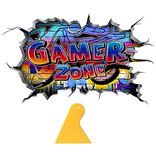 JPGhaha 2 Piezas Adhesivos de Pared de 3D Gamer 90CM GAME ZONE Pegatina de Pared Gamer Póster de Videojuegos para Habitación de Los Niños y Niños Regalo Decorativo