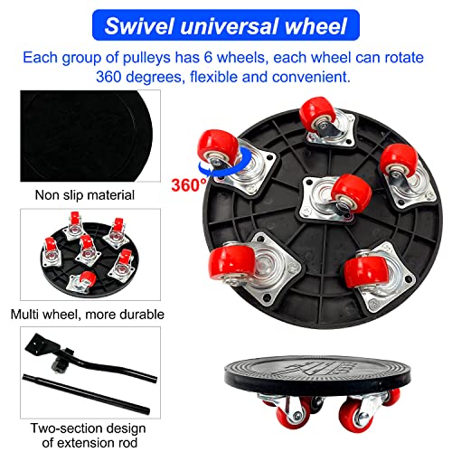 JReHuiG Kit Elevadores de Muebles con 6 Ruedas, Negro, Puede Girar 360°, Transportador para Mover Muebles Muebles Pesados, Closet, Sofá