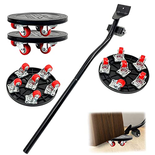 JReHuiG Kit Elevadores de Muebles con 6 Ruedas, Negro, Puede Girar 360°, Transportador para Mover Muebles Muebles Pesados, Closet, Sofá