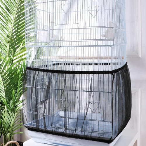 JTKREW 2 Cubiertas universales de Jaula,Cubierta de Jaula,Cubierta de Malla,para Loros Ajustable,Malla de Nylon Suave,para jaulas(Negro,Blanco)
