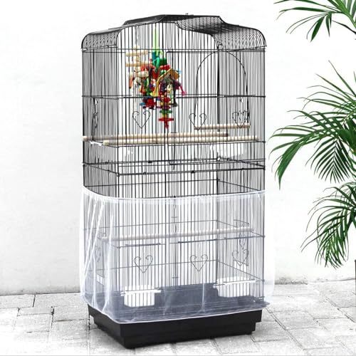 JTKREW 2 Cubiertas universales de Jaula,Cubierta de Jaula,Cubierta de Malla,para Loros Ajustable,Malla de Nylon Suave,para jaulas(Negro,Blanco)