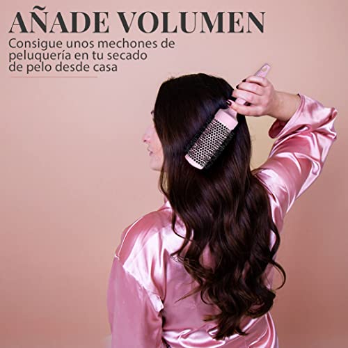 Juego de Cepillos Redondos Ecológicos para Mujeres - Cepillos Reciclables Redondos para Secador de Pelo - Regalo Sostenible - Rosa, Lily England