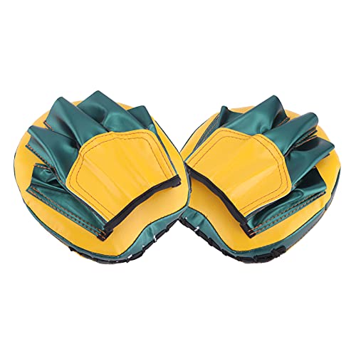Juego de Guantes Y Almohadillas de Boxeo, Guantes de Boxeo de Cuero PU Antideformación, Forro de Esponja Resistente Al Desgaste para Taekwondo para Boxeo Infantil(amarillo)