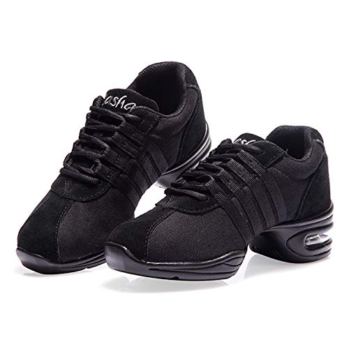JUODVMP Zapatillas Baile Jazz Latino Mujer De Trabajo Zapatilla Baile Deportes Moderna Transpirables Modello T01CB-Black, 43EU