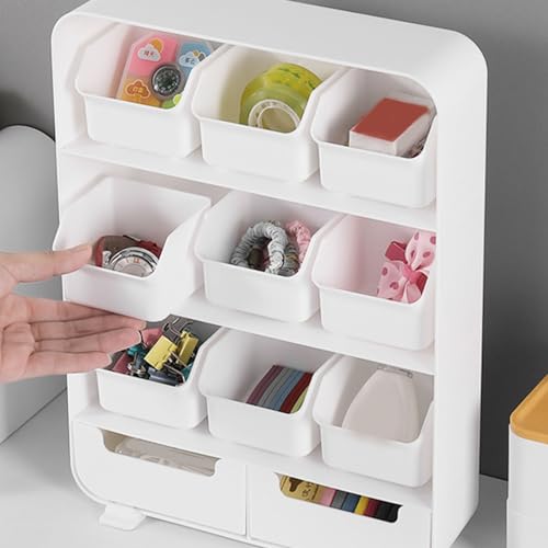 JYCRA Caja de Almacenamiento de Escritorio de Plástico, Organizador de Escritorio Multicapa, Organizador de Mesa, Papelería, Estante de Cosméticos con Cajones, Caja de Almacenamiento de Escritorio