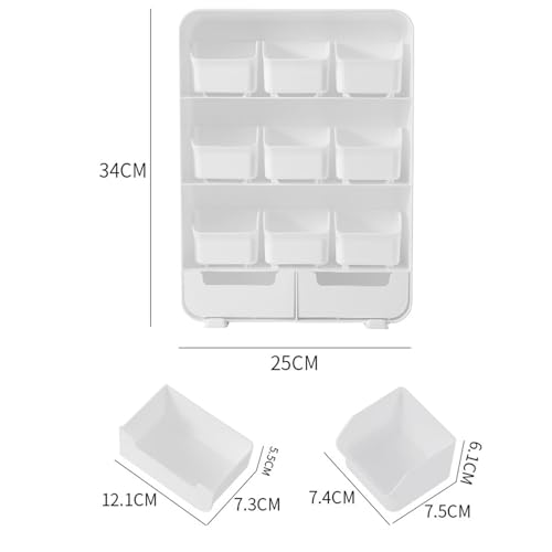 JYCRA Caja de Almacenamiento de Escritorio de Plástico, Organizador de Escritorio Multicapa, Organizador de Mesa, Papelería, Estante de Cosméticos con Cajones, Caja de Almacenamiento de Escritorio