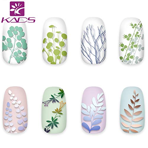KADS Plantilla de Estampado de Uñas Naturaleza Hoja Plantilla Manicura Herramiento de Decoración de uñas