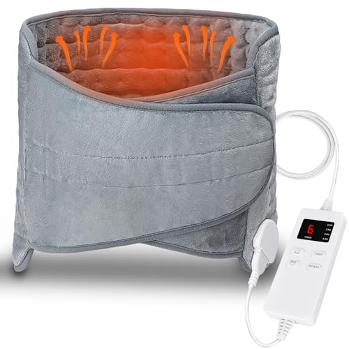 KAEFUYS Eléctrica para la Cintura Electrica Lumbar Cinturón Calentado con 6 Niveles de Temperatura & 4 Configuraciones de Tiempo, Esterilla Electrica con Fijadora para Abdomen Espalda Cuello
