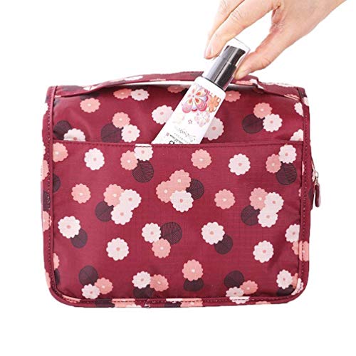 KAEHA SUN-42-00-Folwer Neceser Gancho, Organizador de Bolso cosmético Impermeable para el Viaje Que acampa, Rojo-Flor