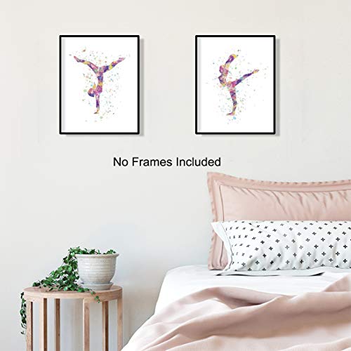 KARTME - Póster abstracto para niñas de gimnasia y gimnasia sin marco, juego de 3 pósteres de lona para hacer ejercicio, gimnastas, recámara, guardería