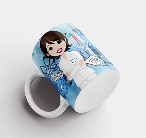 Kartoon Kase Taza Fisioterapeuta Original Personalizada con Nombre | Mejor del Mundo Taza Fisioterapeuta Profesiones de Cafe Desayuno para Regalar (Fisioterapeuta Mujer 2)