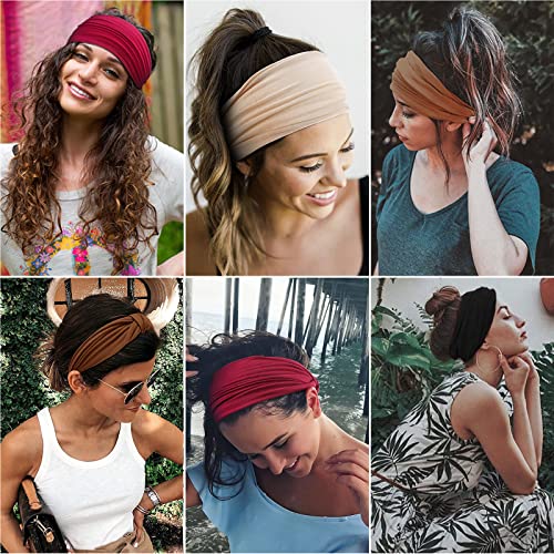 KAVYA 4 piezas Diadema Mujer, Elásticas Anchas Diademas Suaves, Bohemias Estampado Cinta Pelo de Leopardo, Para Yoga Ejercicio Diario Fitness(C)