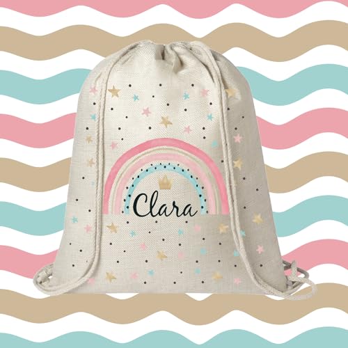 Kembilove Mochila saco infantil – Mochilas infantiles personalizadas – Mochilas personalizadas guardería Antibacteriana – Mochila almuerzo infantil de Arcoíris