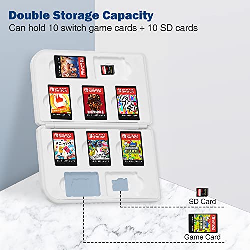 KENOBEE Funda de Tarjetas de Juegos para Nintendo Switch & Switch Lite, 10 Cartuchos Organizador Estuche para Tarjetas de Juego y Micro SD, Portátil Delgado Game Cards Borsa, Blanco