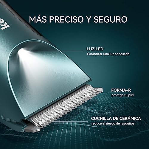KENSEN Afeitadora Corporal Masculina, Depiladora Corporal Hombre en Seco y Húmedo, para Barba, Axilas, Pecho, Piernas y Genitales, Verde Oscuro