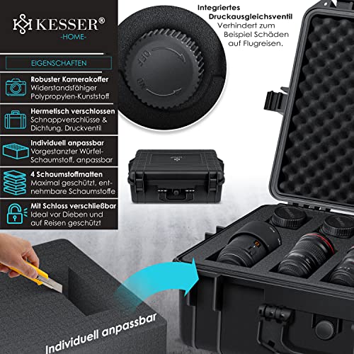 KESSER® Maletín para la cámara, Funda para cámaras, Estuche Protector, Espuma para cámaras, L