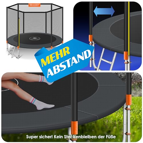 KESSER® - Trampolín de 244 cm de diámetro | Certificado TÜV SÜD GS | Juego completo con red de seguridad, escalera, cubierta de borde y accesorios | Cama elástica para niños de jardín Capacidad de