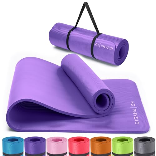 KG Physio Yoga Mat - Esterilla Yoga Antideslizante Extra Gruesa 183 cm x 60 cm x 8 mm con Correa de Hombro - Fabricada con NBR para garantizar que sea Esterilla Antideslizante.