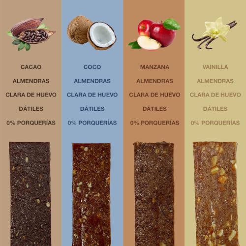 KI-BAR | Multisabor | Barra proteica natural, sin azúcar, sin conservantes, sin "porquerías" | Tan solo cuatro (4) ingredientes honestos y 100% Naturales | 14 barritas energéticas de 40g