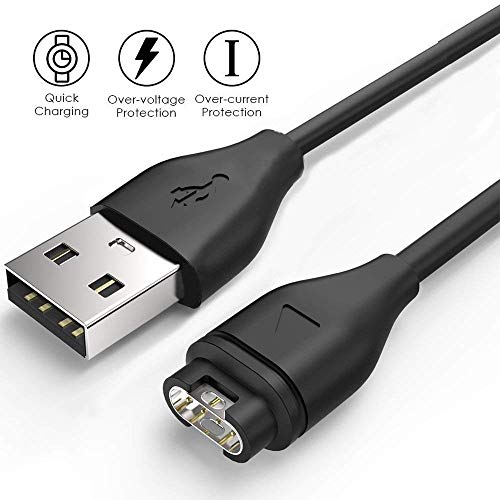 KIMILAR [2 Pcs Cargador Cable Compatible con Garmin Fenix 5/5S/5X Plus/6/6s/6x Pro/7/7s/7X/Forerunner 245/935/945/45/Vivoactive 3/4/4S, Venu/2/2S,Cable Carga USB +10 Tapones de Polvo de Silicona