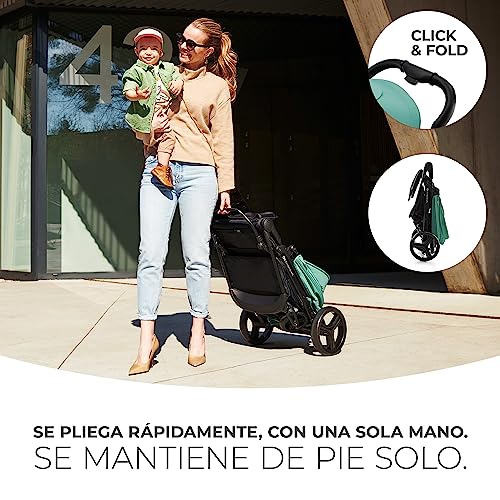 Kinderkraft RINE Silla de Paseo, Carrito bebé, cochecito bebé, Suspensión, Impermeable con UPF 50+, Plegable, Fácil de Plegar, Negro