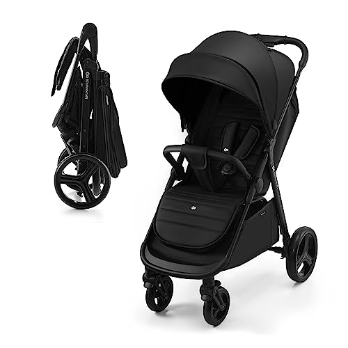 Kinderkraft RINE Silla de Paseo, Carrito bebé, cochecito bebé, Suspensión, Impermeable con UPF 50+, Plegable, Fácil de Plegar, Negro