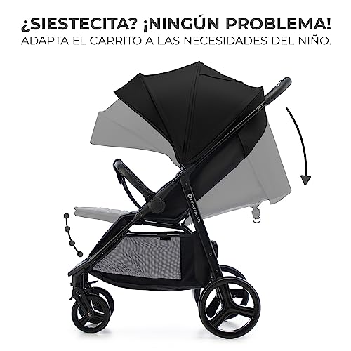 Kinderkraft RINE Silla de Paseo, Carrito bebé, cochecito bebé, Suspensión, Impermeable con UPF 50+, Plegable, Fácil de Plegar, Negro