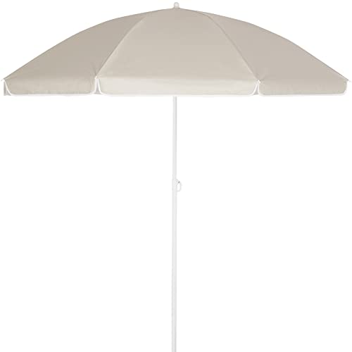 Kingsleeve Sombrilla de Playa Jardín 200cm Parasol Patio Terraza Inclinable Ajustable Protección UV50+ Crema
