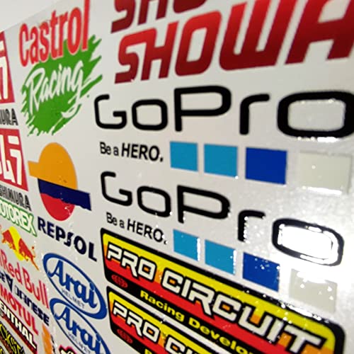 Kit de Adhesivos Pegatina para Motocross Enduro Sport Racing Sticker para Moto Scooter Quad Biclicleta Cascos Moto y Moto niños. Pegatina de Resina Ideal como Accesorio de Moto. Pegatinas silueteadas