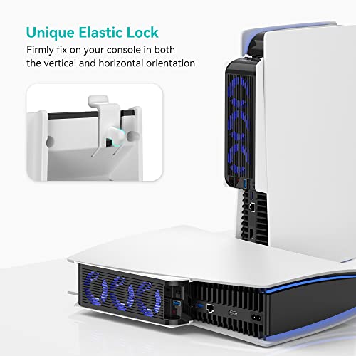 KIWIHOME Ventilador de refrigeración para accesorios PS5, ventilador silencioso actualizado con 3 ventiladores y USB externo para PS5 Edición digital/Ultra HD Consola (Blanco)