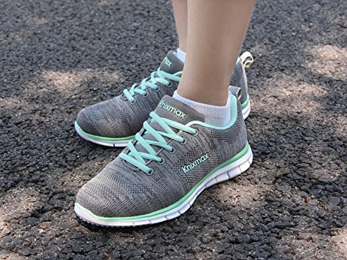 Knixmax Zapatillas Deportivas para Mujer Transpirables Ligero Cómodas Zapatos para Correr para Fitness Caminar Casual Deporte Sneakers Gris Verde 39EU