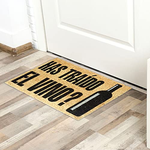 koko doormats Felpudo Entrada casa Original, Fibra de Coco y PVC, Has traído el Vino?, 40x60x1.5 cm | Alfombra Exterior Divertida para Puerta