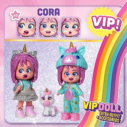 KOOKYLOOS Serie Glitter Glam – Caja con 6 muñecas coleccionables con Accesorios de Moda, Ropa, Zapatos y Juguetes, con 3 Expresiones Divertidas. Versión A