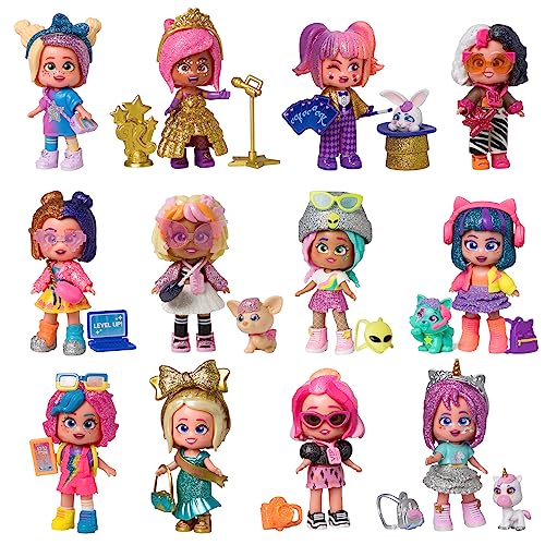 KOOKYLOOS Serie Glitter Glam – Muñeca Sorpresa Coleccionable con Accesorios de Moda, Ropa, Zapatos y Juguetes, con 3 Expresiones Divertidas