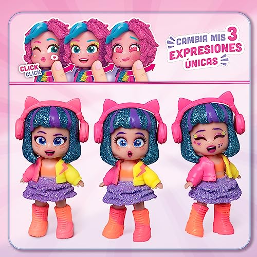 KOOKYLOOS Serie Glitter Glam – Muñeca Sorpresa Coleccionable con Accesorios de Moda, Ropa, Zapatos y Juguetes, con 3 Expresiones Divertidas