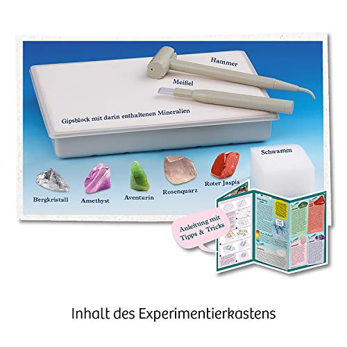 Kosmos- Minerales Grabe echte Mineralien selbst aus mit Hammer und Meißel Kit de experimentos para niños a Partir de 7 años, Color Mehrfarbig (657901)