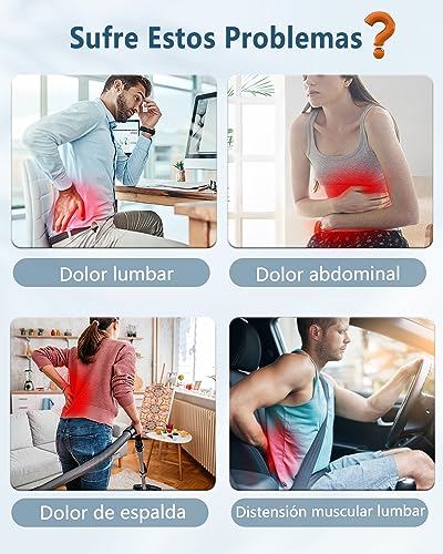 Kouric Electroestimulador Abdominal/Lumbar, para Aliviar el Dolor y Aliviar la Fatiga, con Función EMS/Calefacción/Masaje, Cinturón de Masaje, 16 Niveles de Intensidad, Regalo Mujer/Hombre(Negro)