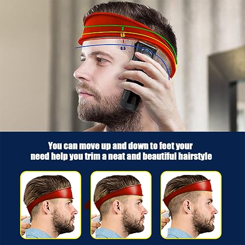 KQNM Banda De Corte De Pelo De Silicona Curvada Cinta De Silicona Curvada Para Cortar El Pelo Guías De Recorte De Cabello Plantillas De Silicona，Banda De Barbero(Rojo)