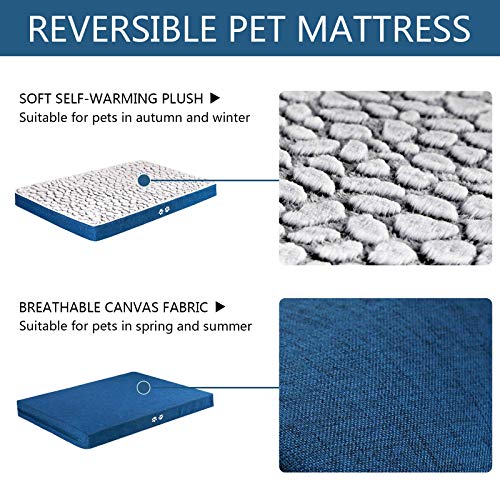 KROSER Almohadilla para Perros y Gatos,Colchoneta Reversible, Colchón Duradero y Elegante Almohada 91cm Antideslizante y Impermeable, Lavable a Máquina Cama para Mascotas Grandes hasta 32kg