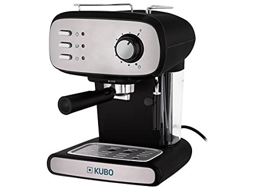 kubo Cafetera Espresso, Presión 15 bar, Depósito Agua 1.2L, 850W, Vaporizador para capuchino o bebidas con leche, Limpieza Fácil