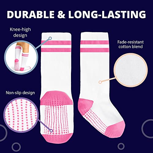 LA Active Calcetines Antideslizantes - Calcetín Alto con Suela de Puntos de gel para Bebé, Niños, Niñas, moda infantil, hecho de algodón