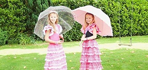 La Senorita Vestido Flamenco Sevillanas Español Traje de Flamenca para niñas Rosa Negro Largo: 60 cm 3-4 años