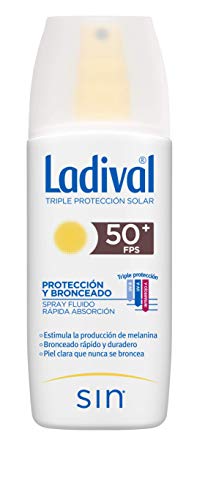 Ladival Crema Solar Protección y Bronceado en Spray Fps50+, Blanco, 150 Mililitros