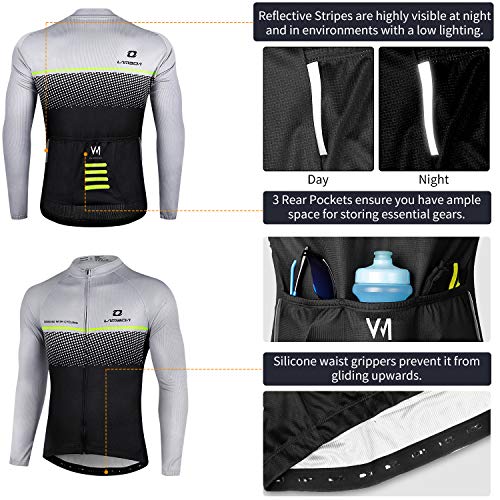 LAMEDA Maillot Ciclismo Hombre Ropa Camiseta Jersey Bicicleta MTB con Mangas Largas para Entretiempo Y Invierno(QG280-L)