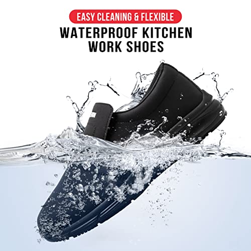 LARNMERN Zapatos Cocina Slip-On Hombre Anti-Deslizante Zapatillas Zapatos de Trabajo Impermeable Calzado Chef Hostelería sin Puntera /42.5
