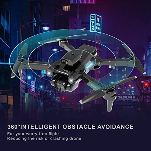 le-idea Dron con Cámara HD Ajustable 1080P, IDEA12 FPV, Posicionamiento óptico de Flujo y Evasión Activa de Obstáculos de 360°, Cuadricóptero RC Plegable Para Principiantes, 3D Flips, 2 Baterías
