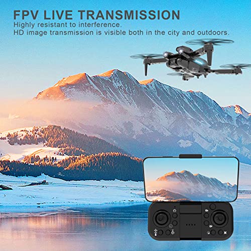 le-idea Dron con Cámara HD Ajustable 1080P, IDEA12 FPV, Posicionamiento óptico de Flujo y Evasión Activa de Obstáculos de 360°, Cuadricóptero RC Plegable Para Principiantes, 3D Flips, 2 Baterías