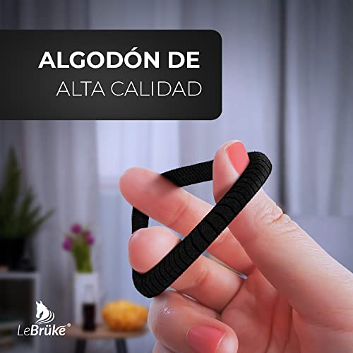 Lebrüke® 50 Gomas de pelo negro - Cinta de goma premium para el pelo - coletero gomas elasticas pelo - gomillas pelo mujer - elasticos cabelo