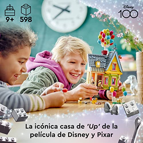 LEGO 43217 Disney y Pixar Casa de “Up”, Juguete con Globos, Mini Figuras de Carl, Russell y el Perrito Dug, Modelo Coleccionable, 100 Aniversario de Disney, Regalo de Película